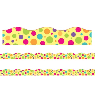 Charles Leonard Borders/Trims, Magnetic, Scallop Cut - 1-1/2 x 24, Colorful Dot Theme, 24 per Pac