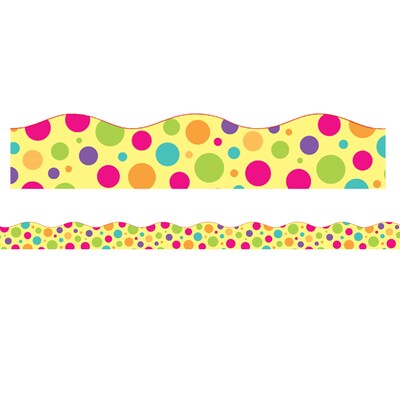 Charles Leonard Borders/Trims, Magnetic, Scallop Cut - 1-1/2 x 24, Colorful Dot Theme, 24 per Pac