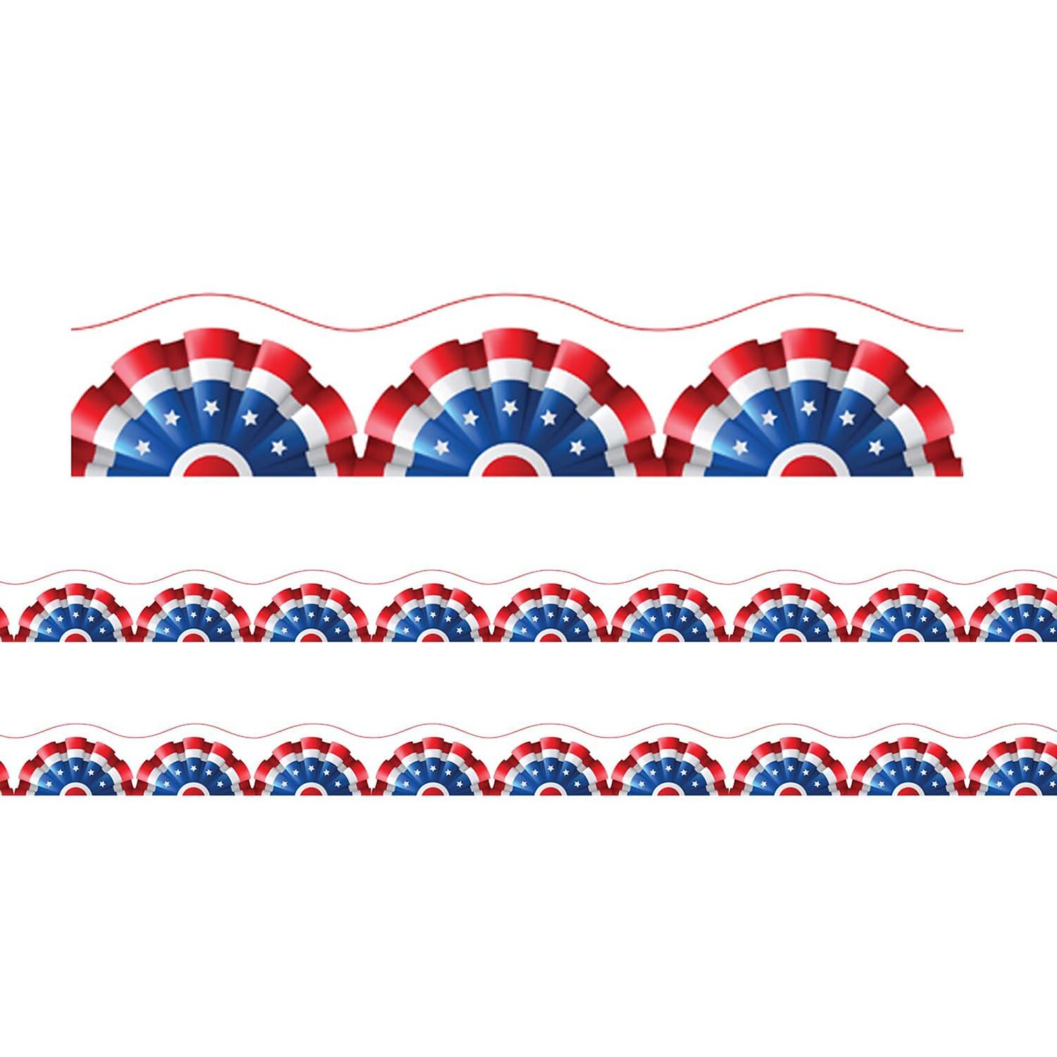 Charles Leonard Magnetic Scalloped Border, 1.5 x 48, Patriotic Theme (CHL28203-2)