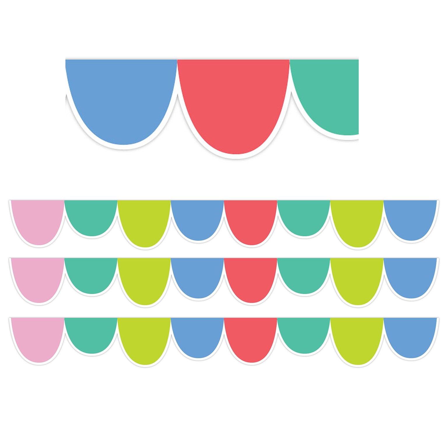 Creative Teaching Press Rainbow Drops Scalloped Border, 3 x 2, 24/Pack, 3 Packs/Bundle (CTP10427-3)