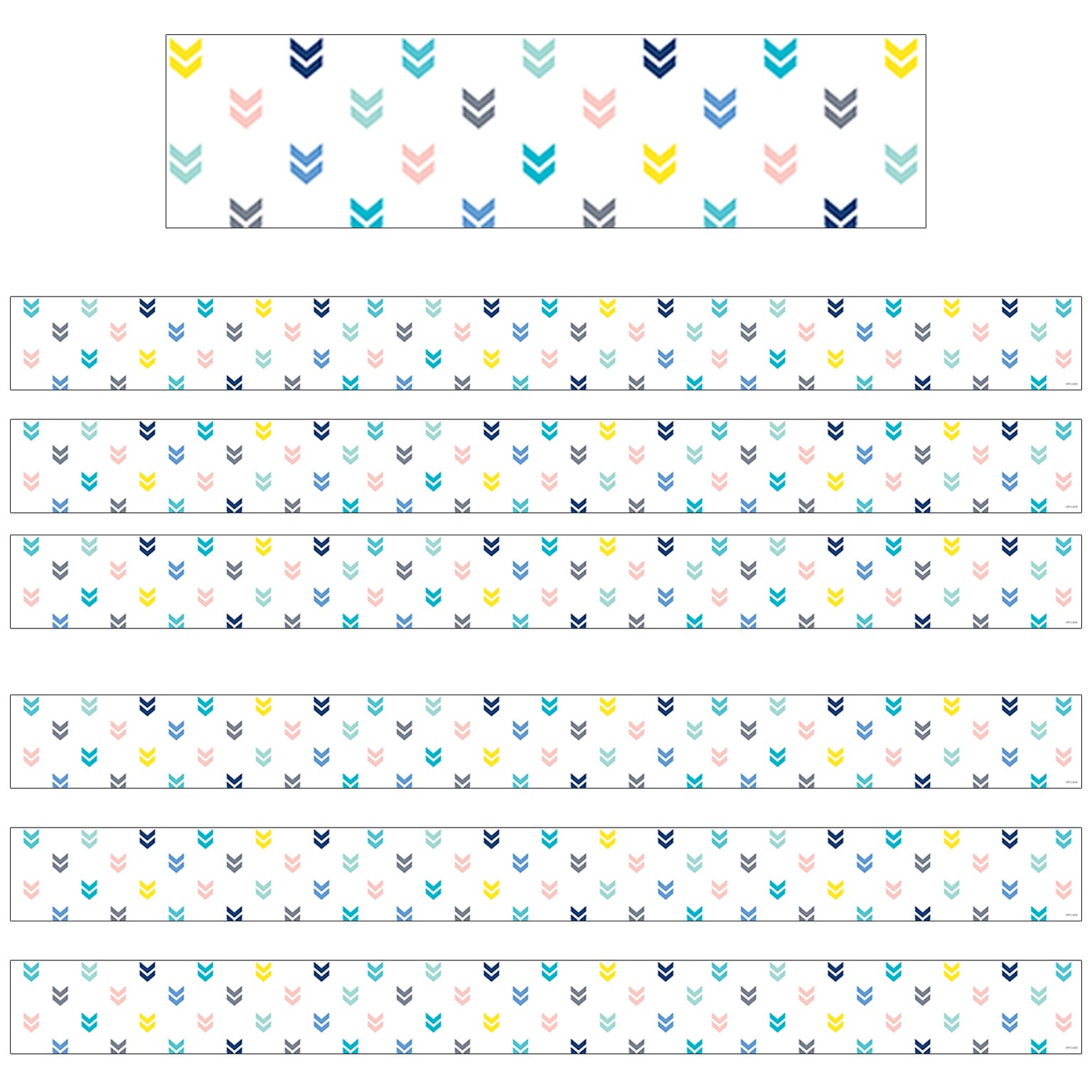 Creative Teaching Press Calm & Cool Straight Border, 3 x 210, Colorful Mini Chevrons (CTP8679-6)