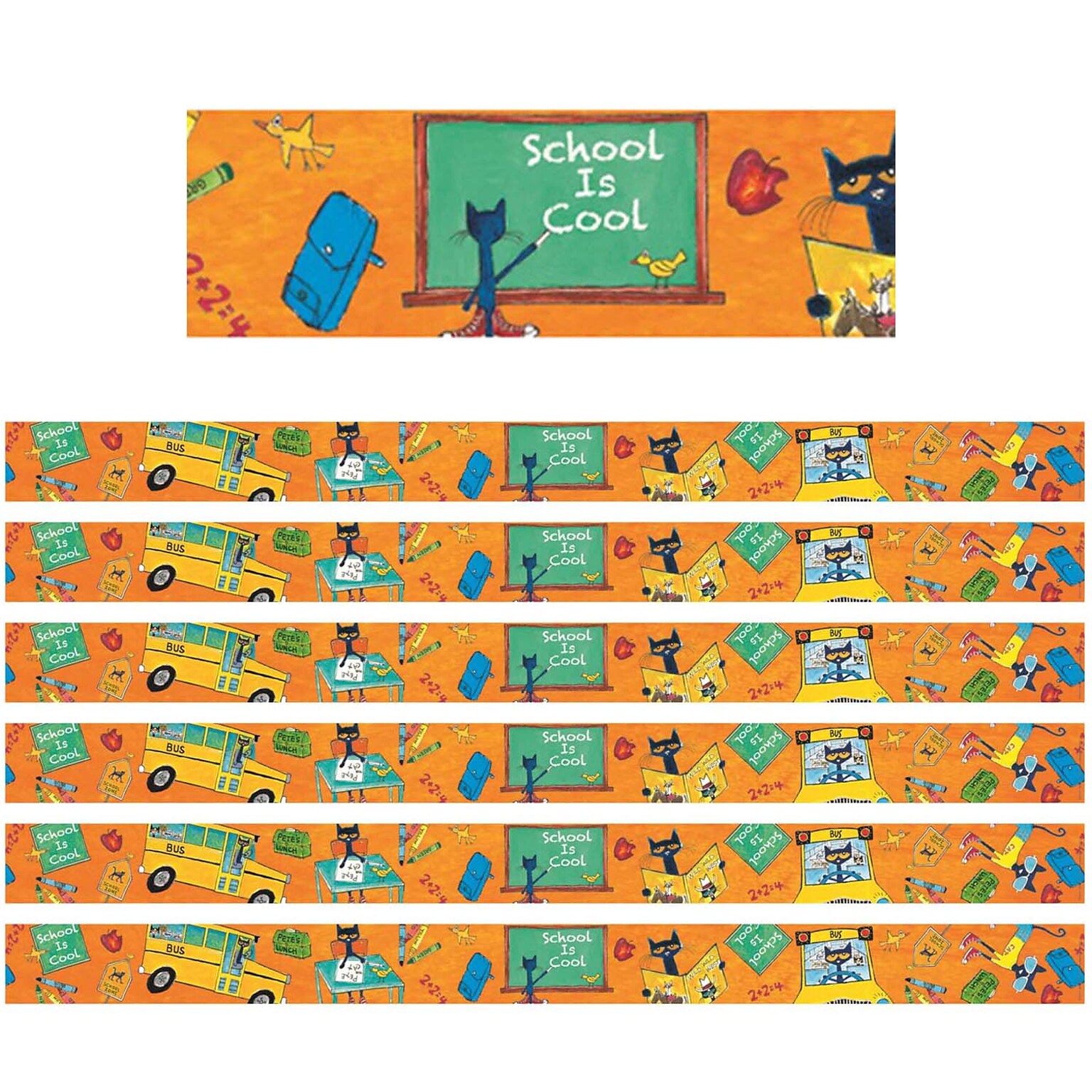 Edupress Pete the Cat School is Cool Spotlight Border, 35 Feet Per Pack, 6 Packs (EP-3268-6)