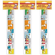 Eureka Peanuts Comic Blocks Extra Wide Die Cut Deco Trim®, 37 Feet Per Pack, 3 Packs (EU-845072-3)