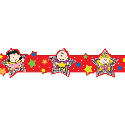 Eureka Peanuts Super Star Extra Wide Die Cut Deco Trim®, 37 Feet Per Pack, 3 Packs (EU-845073-3)