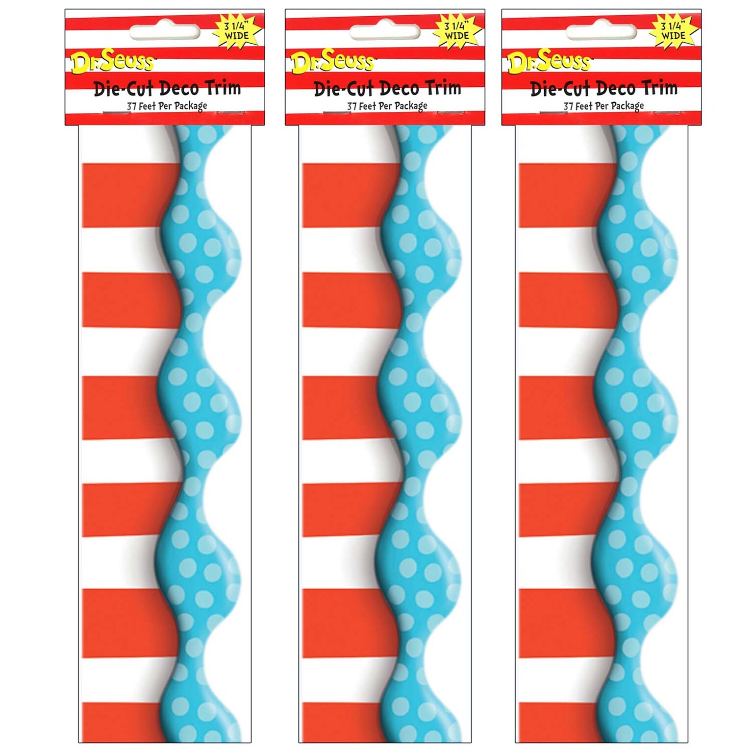 Eureka Dr. Seuss Dimensional Look Extra Wide Die Cut Deco Trim®, 37 Feet Per Pack, 3 Packs (EU-845146-3)
