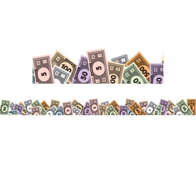 Eureka Extra Wide Die Cut Border, 3.25 x 111, Monopoly Money (EU-845151-3)