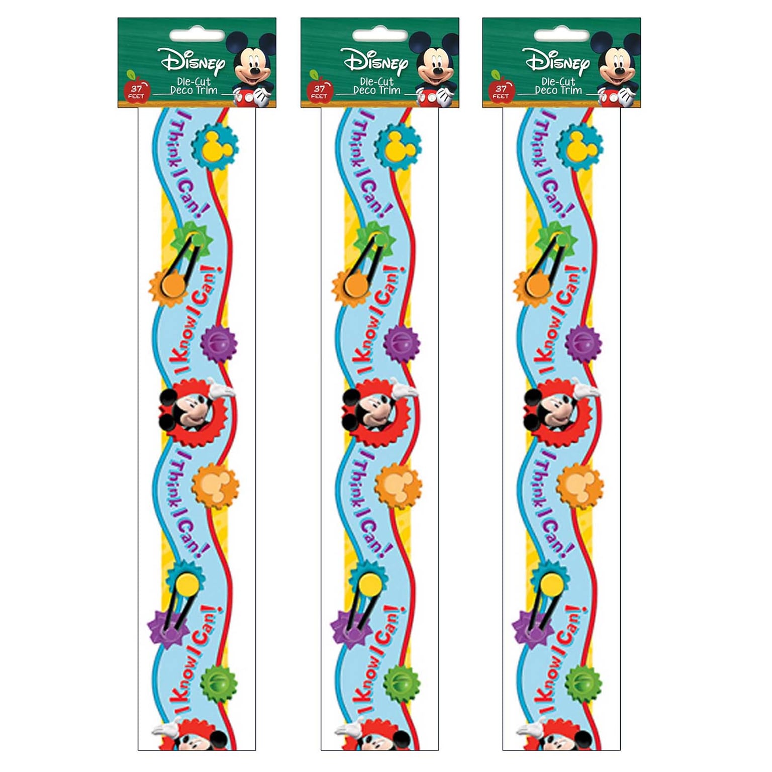 Eureka Mickey Mouse Clubhouse I Think I Can Extra Wide Cut Deco Trim®, 37 Feet Per Pack, 3 Packs (EU-845209-3)
