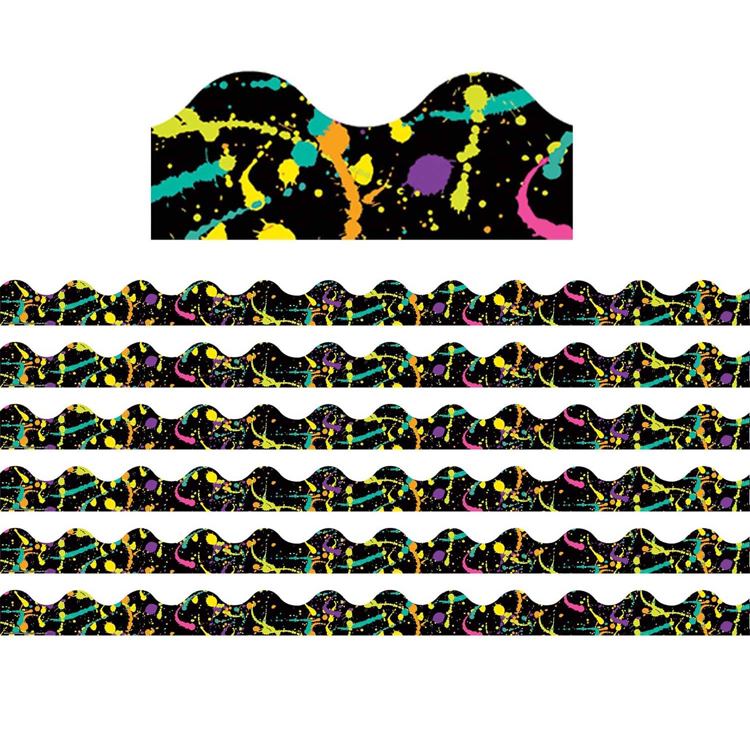 Eureka® Rock the Classroom Scalloped Border, 2.25 x 222, Splatter (EU-845215-6)