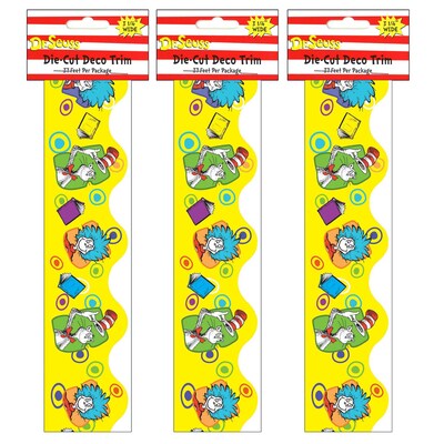 Eureka Dr. Seuss Yellow Extra Wide Die Cut Deco Trim®, 37 Feet Per Pack, 3 Packs (EU-845242-3)