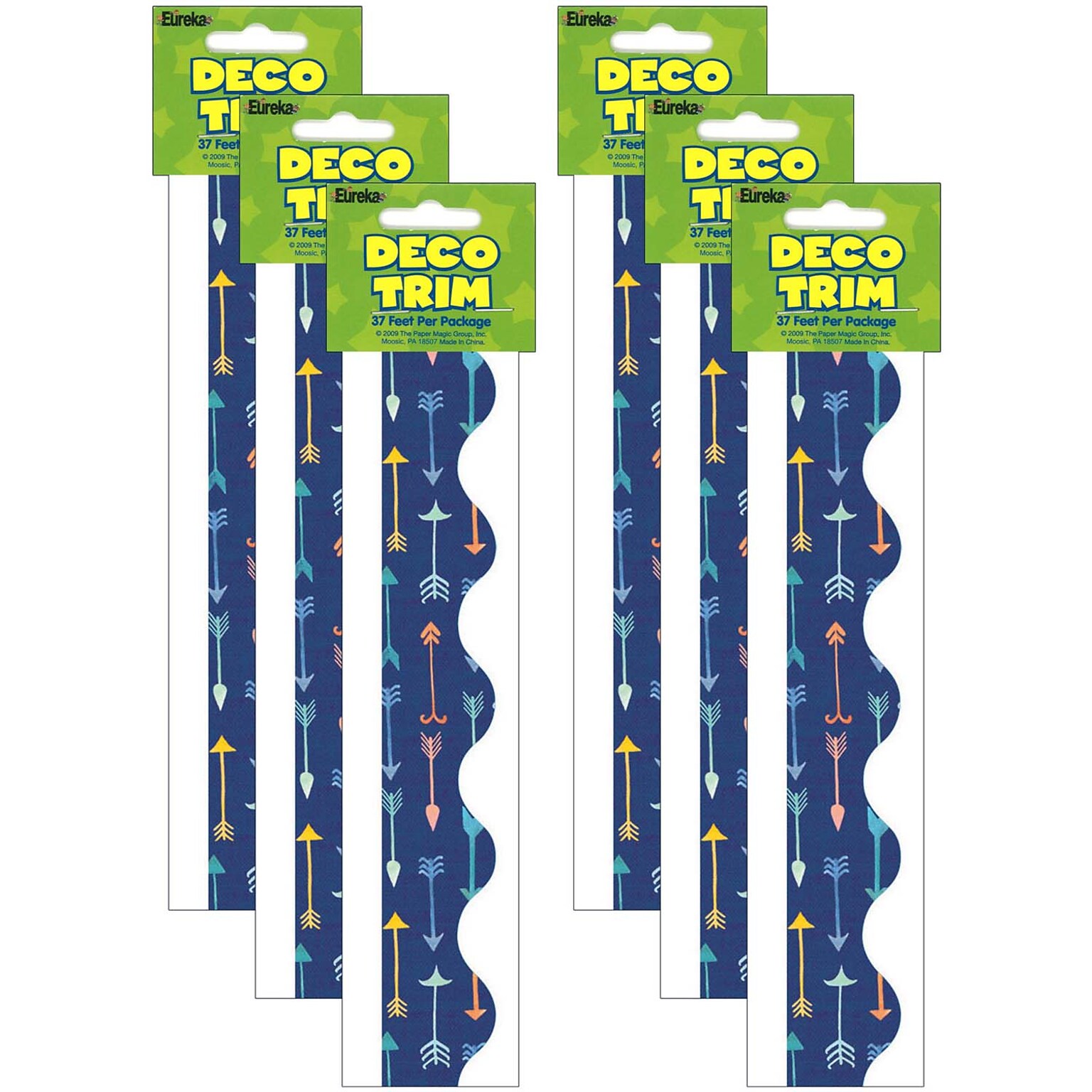 Eureka® Confetti Splash Scalloped Border, 2.25 x 222, Pointed Arrows (EU-845256-6)