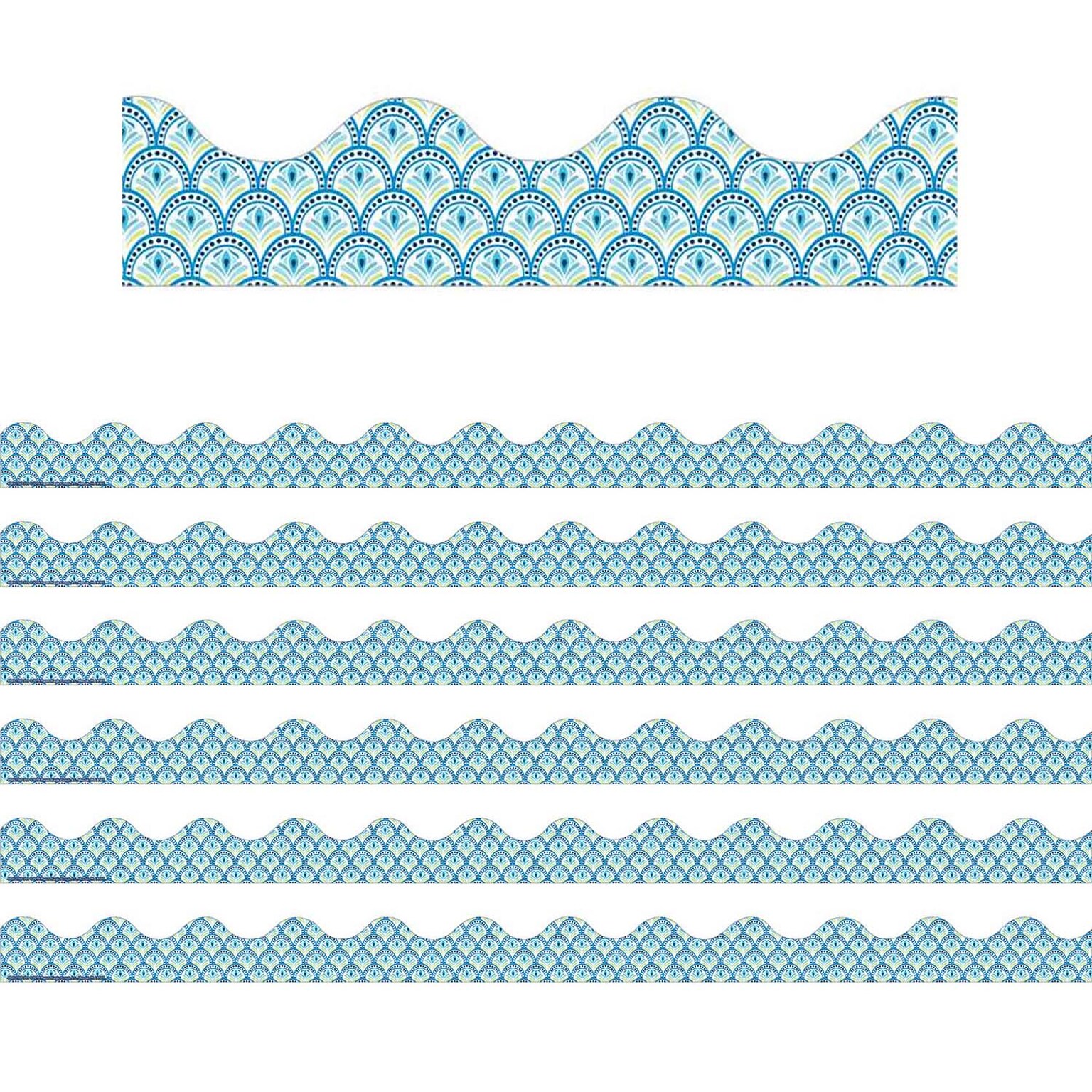 Eureka® Blue Harmony Scalloped Border, 2.25 x 222, Peacock  (EU-845276-6)