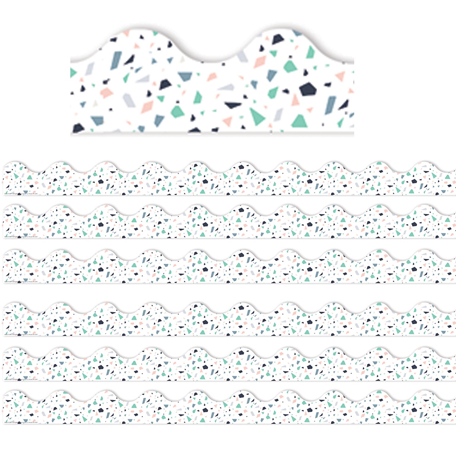 Eureka® Simply Sassy Scalloped Border, 2.25 x 222, White Terrazzo (EU-845317-6)