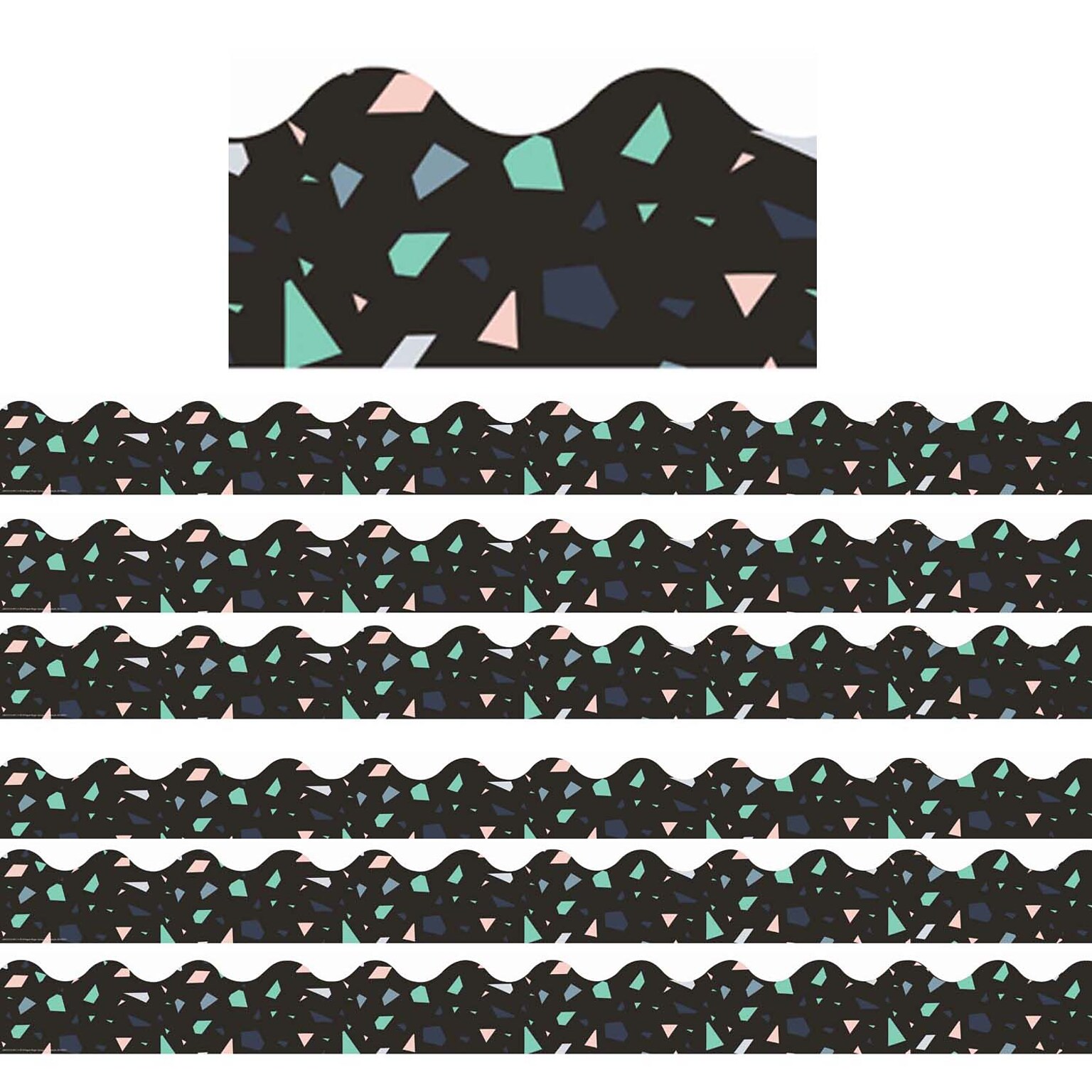 Eureka Simply Sassy Black Terrazzo Deco Trim® Extra Wide Die Cut, 37 Feet Per Pack, 6 Packs (EU-845321-6)