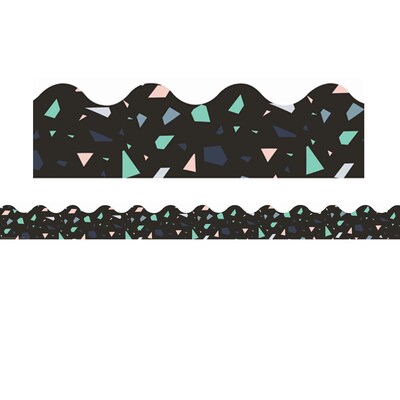 Eureka Simply Sassy Black Terrazzo Deco Trim® Extra Wide Die Cut, 37 Feet Per Pack, 6 Packs (EU-8453