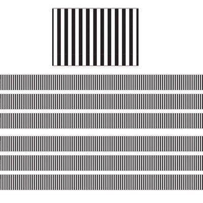 Eureka® Simply Sassy Extra Wide Straight Border, 3.25 x 222, Black and White Stripe (EU-845322-6)
