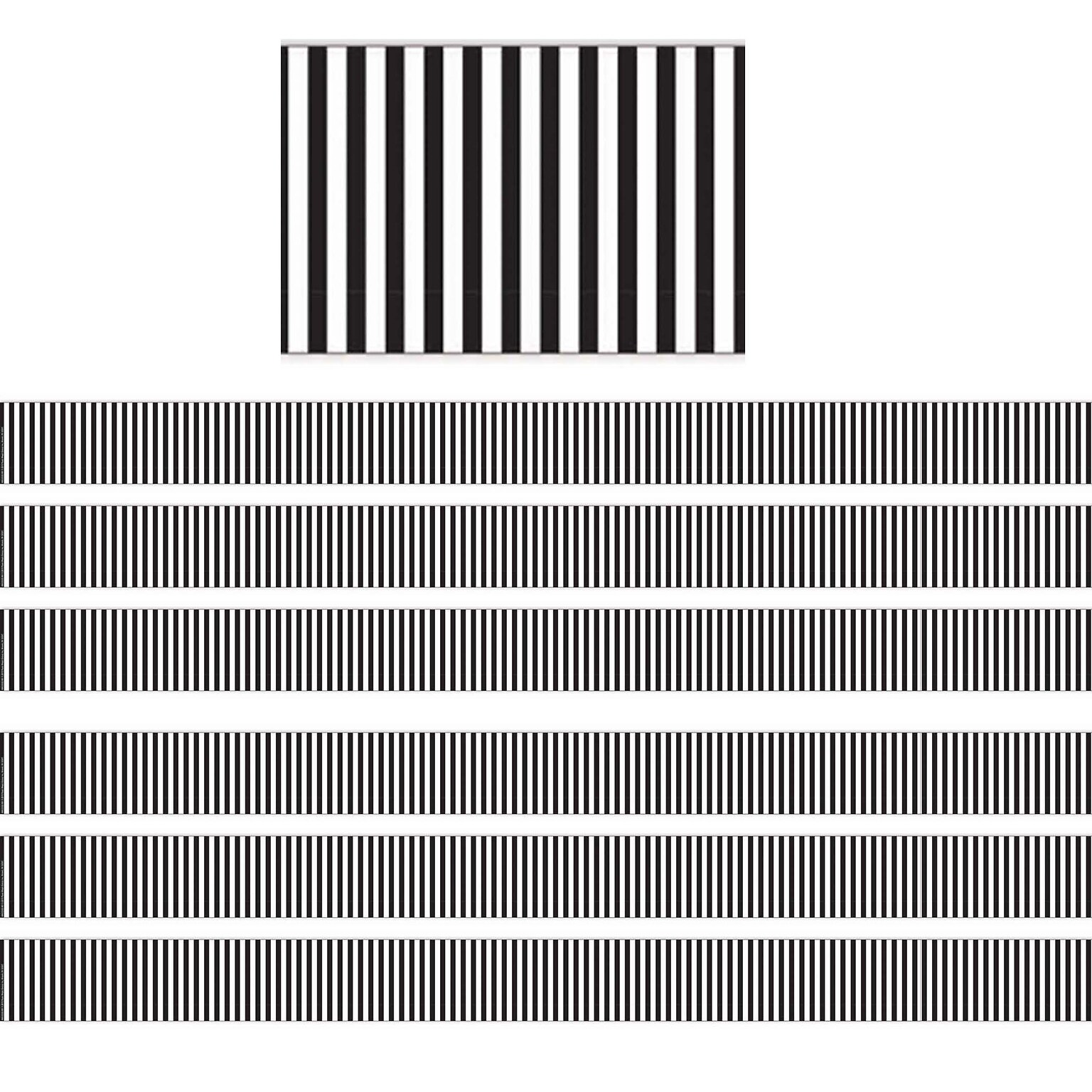 Eureka® Simply Sassy Extra Wide Straight Border, 3.25 x 222, Black and White Stripe (EU-845322-6)