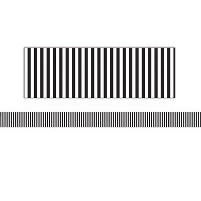 Eureka® Simply Sassy Extra Wide Straight Border, 3.25" x 222', Black and White Stripe (EU-845322-6)
