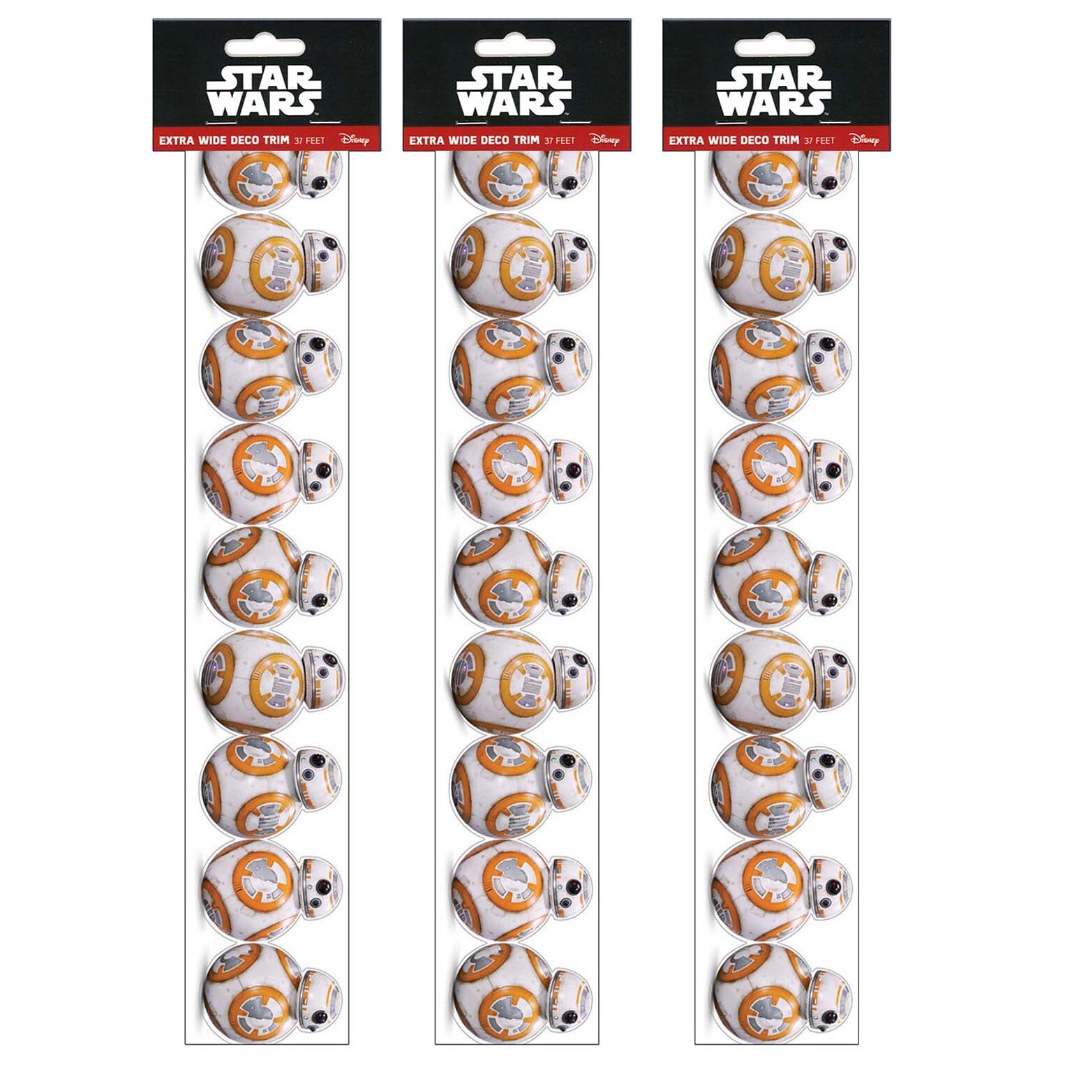 Eureka Star Wars™ BB-8 Extra Wide Die-Cut Deco Trim®, 37 Feet Per Pack, 3 Packs (EU-845384-3)