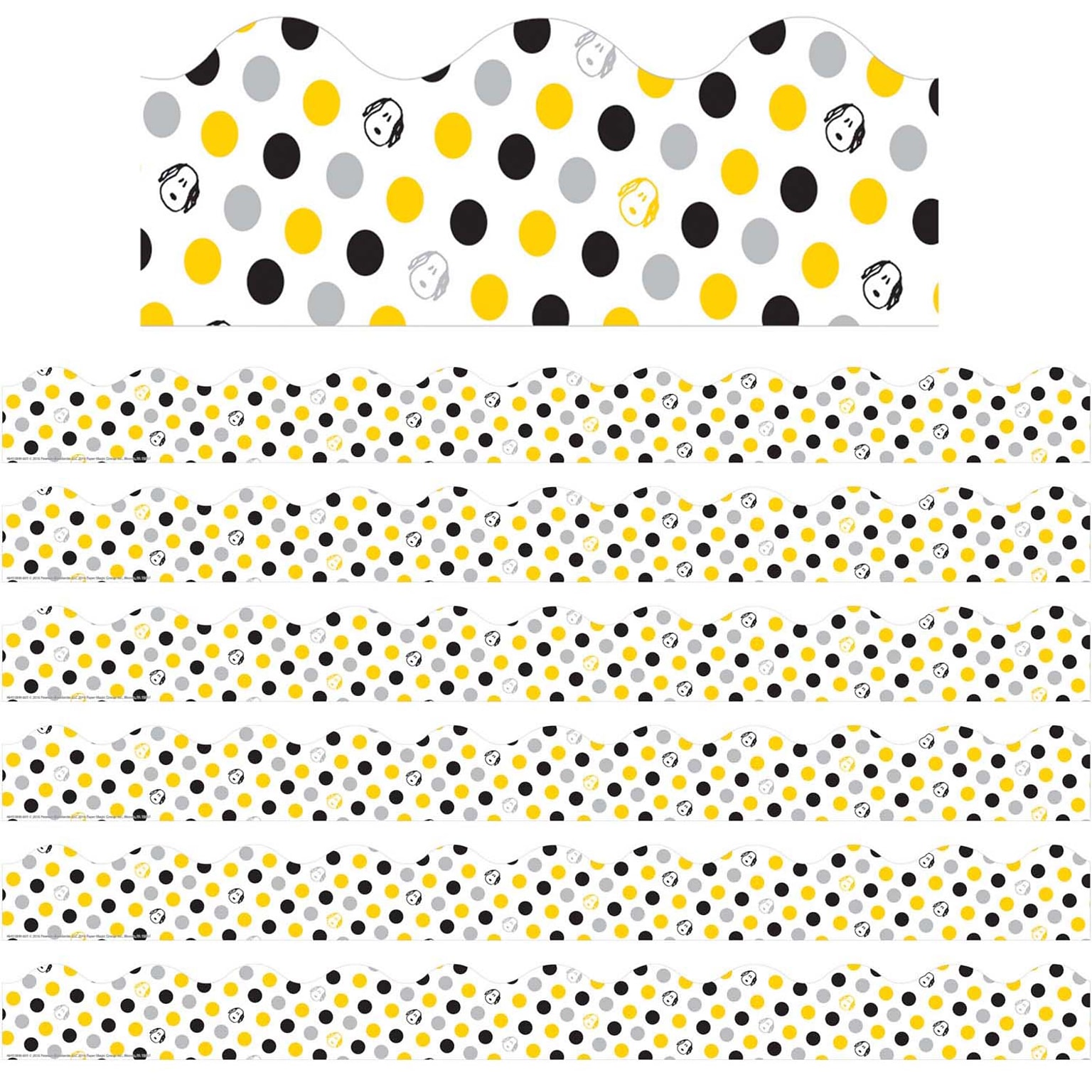 Eureka Peanuts® Touch of Class Dots Deco Trim® Extra Wide Die Cut, 37 Feet Per Pack, 3 Packs (EU-845389-3)
