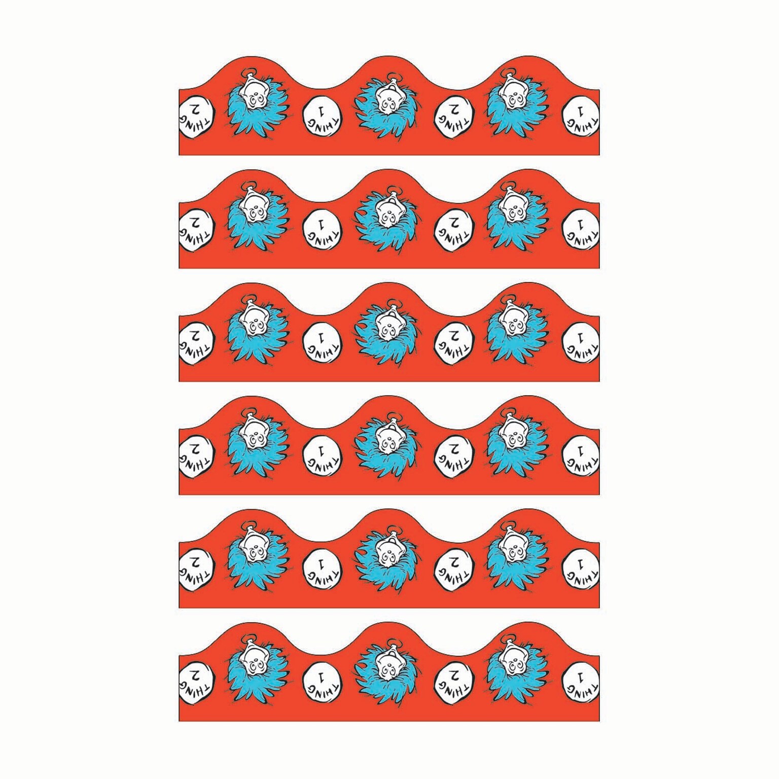 Eureka Dr. Seuss Thing 1 & 2 Deco Trim®, 37 Feet Per Pack, 6 Packs (EU-845601-6)