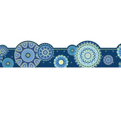 Eureka Blue Harmony Mandala Extra Wide Deco Trim, 37 Feet Per Pack, 6 Packs (EU-845624-6)