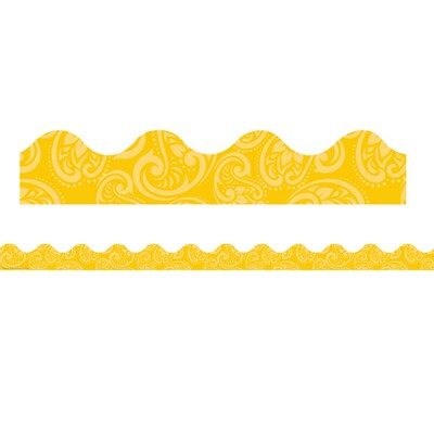 Eureka Positively Paisley Scalloped Border, 2.25 x 222, Yellow Tonal Deco Trim (EU-845632-6)