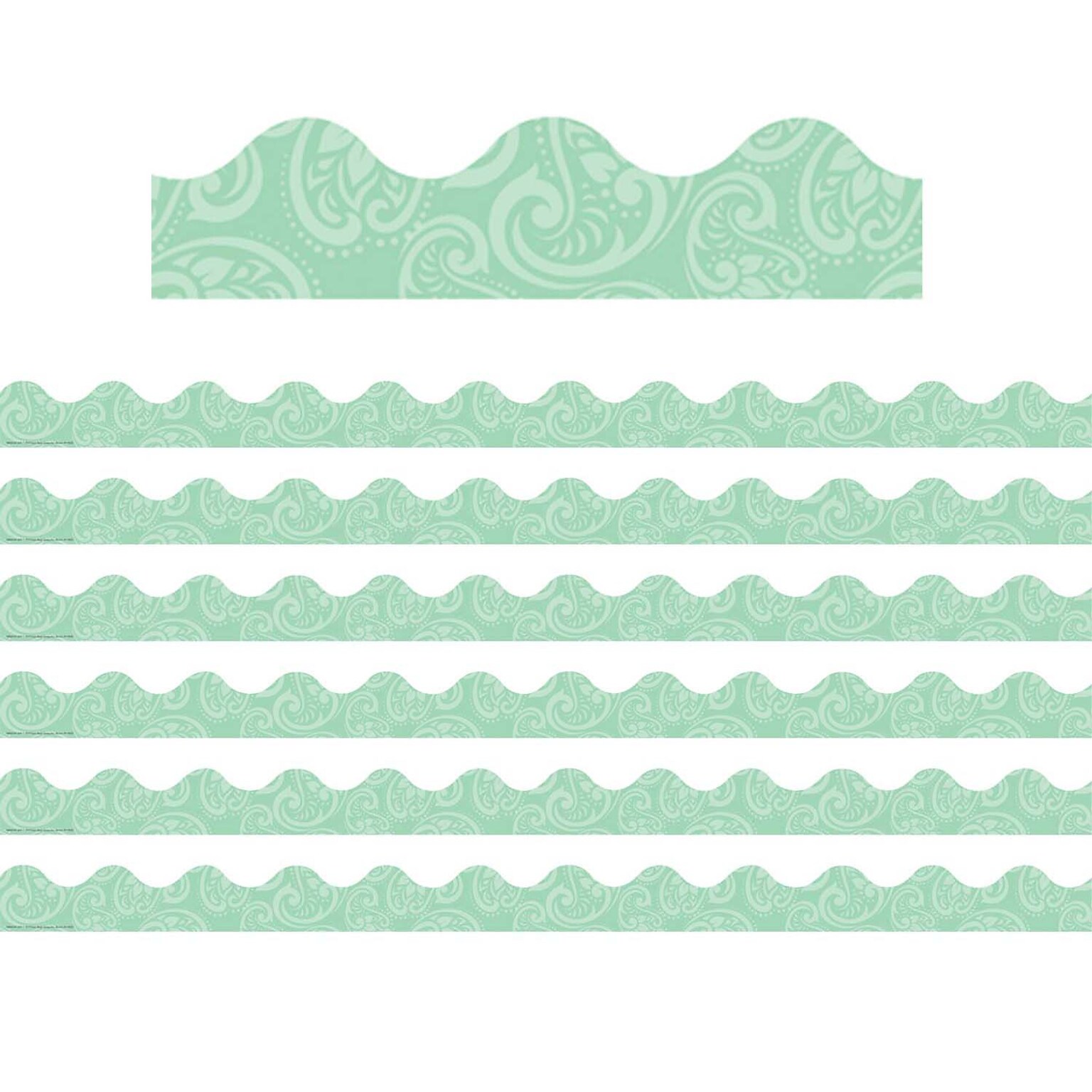 Eureka Positively Paisley Scalloped Border, 2.25 x 222, Mint Tonal Deco Trim (EU-845633-6)