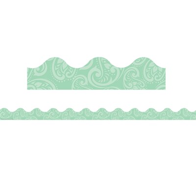 Eureka Positively Paisley Scalloped Border, 2.25" x 222', Mint Tonal Deco Trim (EU-845633-6)