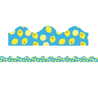 Eureka Always Try Your Zest Scalloped Border, 2.25" x 222', Tossed Lemon Deco Trim (EU-845640-6)