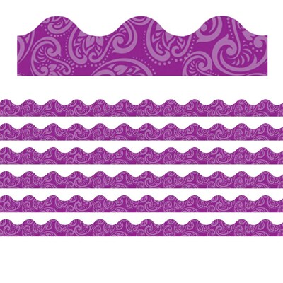 Eureka Positively Paisley Scalloped Border, 2.25 x 222, Purple Tonal Deco Trim (EU-845641-6)