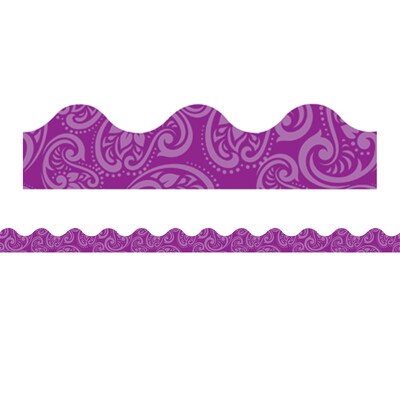 Eureka Positively Paisley Scalloped Border, 2.25" x 222', Purple Tonal Deco Trim (EU-845641-6)