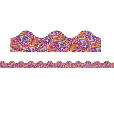 Eureka Positively Paisley Scalloped Border, 2.25" x 222', Purple Paisley Deco Trim (EU-845642-6)