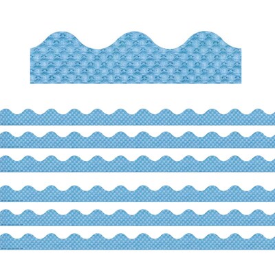 Eureka A Close-Knit Class Scalloped Border, 2.25 x 222, Blue Pointelle (EU-845646-6)