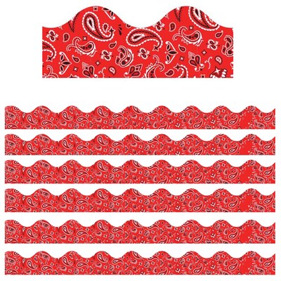 Eureka Extra Wide Scalloped Border, 3.25 x 222, Red Bandana (EU-845656-6)