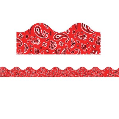 Eureka Extra Wide Scalloped Border, 3.25" x 222', Red Bandana (EU-845656-6)