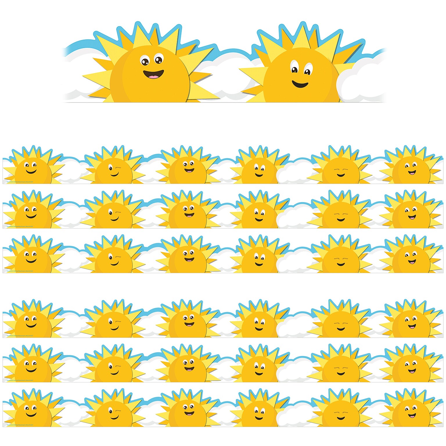 Eureka Growth Mindset Extra Wide Die-Cut Border, 3.25 x 222, Sun & Clouds (EU-846303-6)