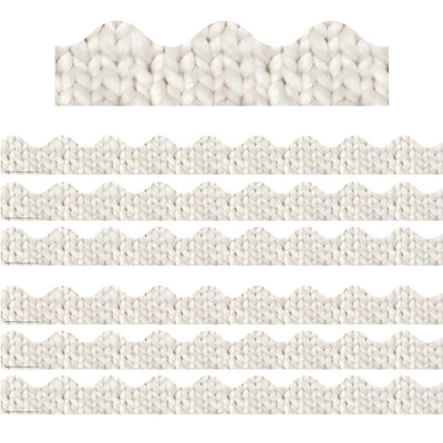 Eureka A Close-Knit Class Extra Wide Scalloped Border, 3.25 x 222, Cozy Cream Knit (EU-846306-6)