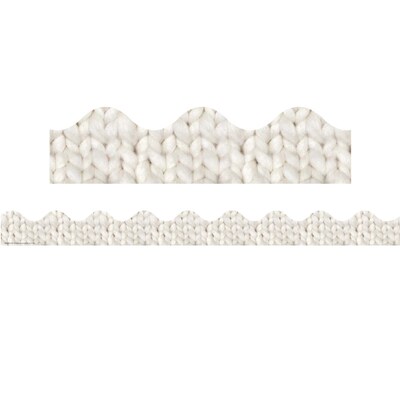Eureka A Close-Knit Class Extra Wide Scalloped Border, 3.25" x 222', Cozy Cream Knit (EU-846306-6)