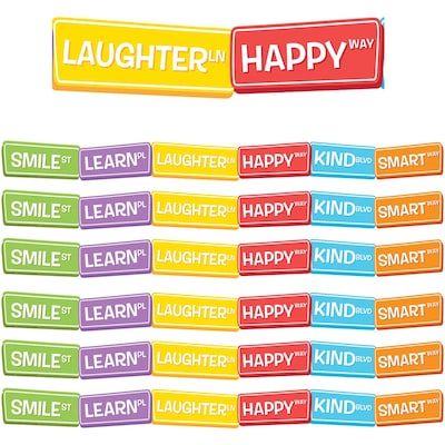 Eureka A Teachable Town Extra Wide Die-Cut Border, 3.25 x 222, Happy Street Signs (EU-846314-6)