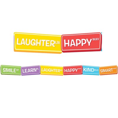 Eureka A Teachable Town Extra Wide Die-Cut Border, 3.25 x 222, Happy Street Signs (EU-846314-6)