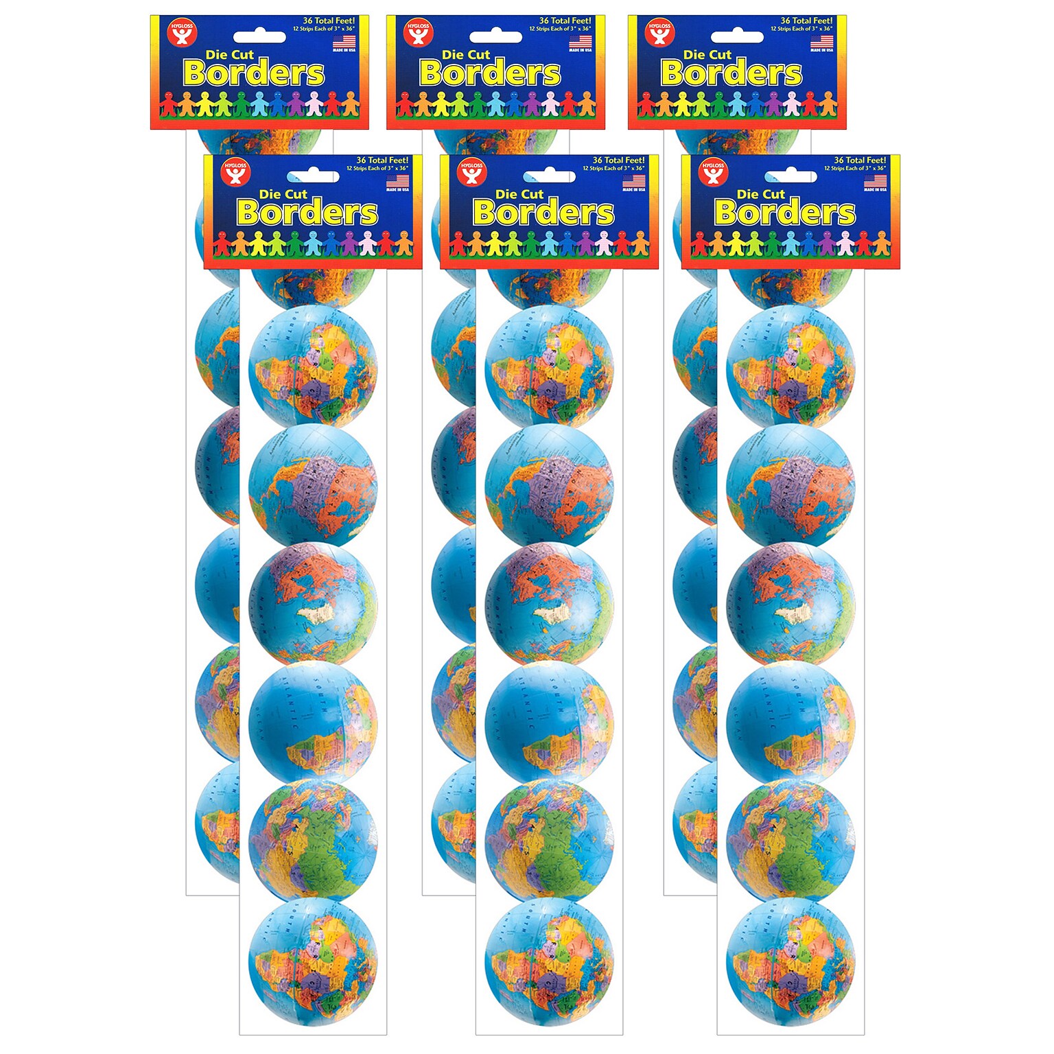 Hygloss Globes Border, 36 Feet Per Pack, 6 Packs (HYG33619-6)