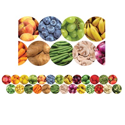 Hygloss Fruits And Veggies Border, 36 Feet Per Pack, 6 Packs (HYG33631-6)
