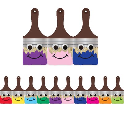 Hygloss Happy Paintbrush Die Cut Classroom Border, 36 Feet Per Pack, 6 Packs (HYG33633-6)