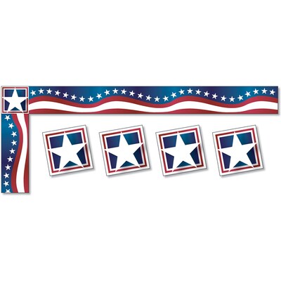 North Star Teacher Resources Straight Border with Decorative Corners, 3" x 258', Stars & Stripes (NST4244-6)