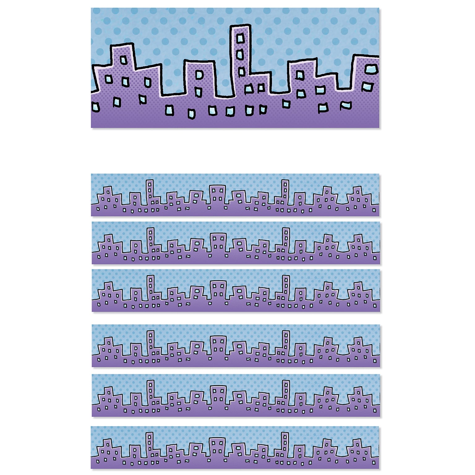 Scholastic Teacher Resources Straight Border, 2.25 x 216, Dog Man Cityscape (SC-862621-6)