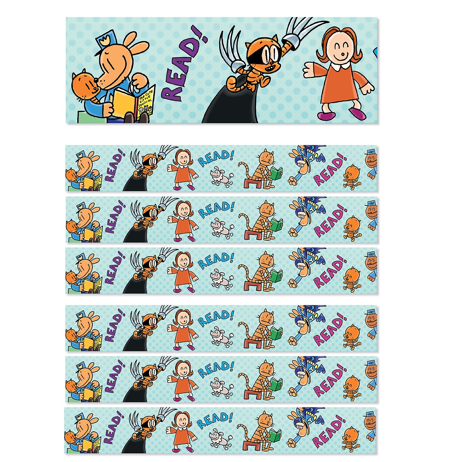 Scholastic Teacher Resources Straight Border, 2.25 x 216, Dog Man Reading (SC-862622-6)