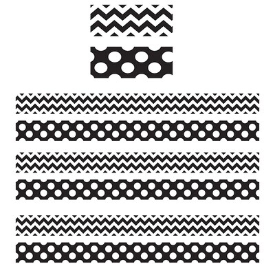 Teacher Created Resources Black & White Chevrons Double-Sided Border, 36 Feet Per Pack, 3 Packs (TCR