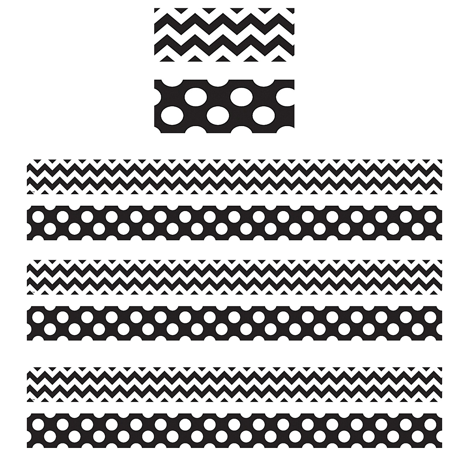 Teacher Created Resources Black & White Chevrons Double-Sided Border, 36 Feet Per Pack, 3 Packs (TCR73174-3)