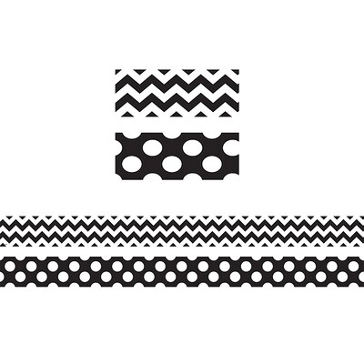 Teacher Created Resources Black & White Chevrons Double-Sided Border, 36 Feet Per Pack, 3 Packs (TCR73174-3)