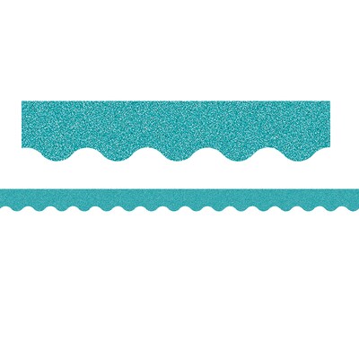 Teacher Created Resources Scalloped Border, 2.19" x 105', Teal Glitz (TCR77023-3)